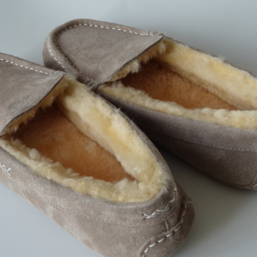 Red Wing Shoes Women's Bella Taupe Leather/ Fur Slippers Size 12 NEW